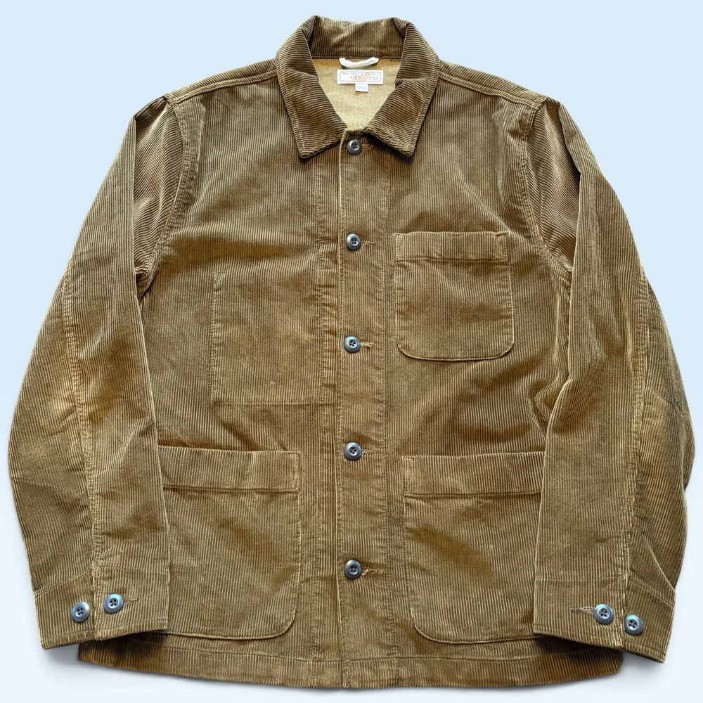 Wallace & Barnes Jacket Mens Medium Brown Corduroy Button Front Chore Workwear